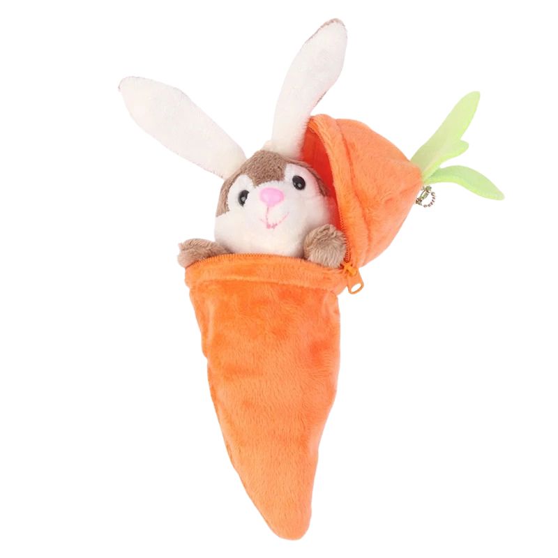 Mini Coelho de pelúcia com cenoura